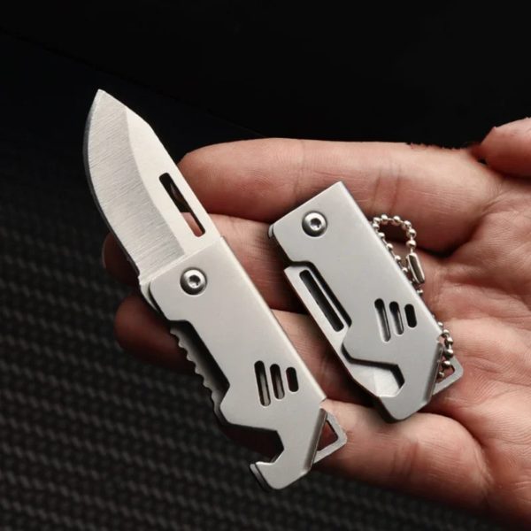 Ouvre-bouteille portable en acier, mini couteau pliant d'extérieur, outil de coupe tranchant, cintre, haute dureté, outil de survie au camping