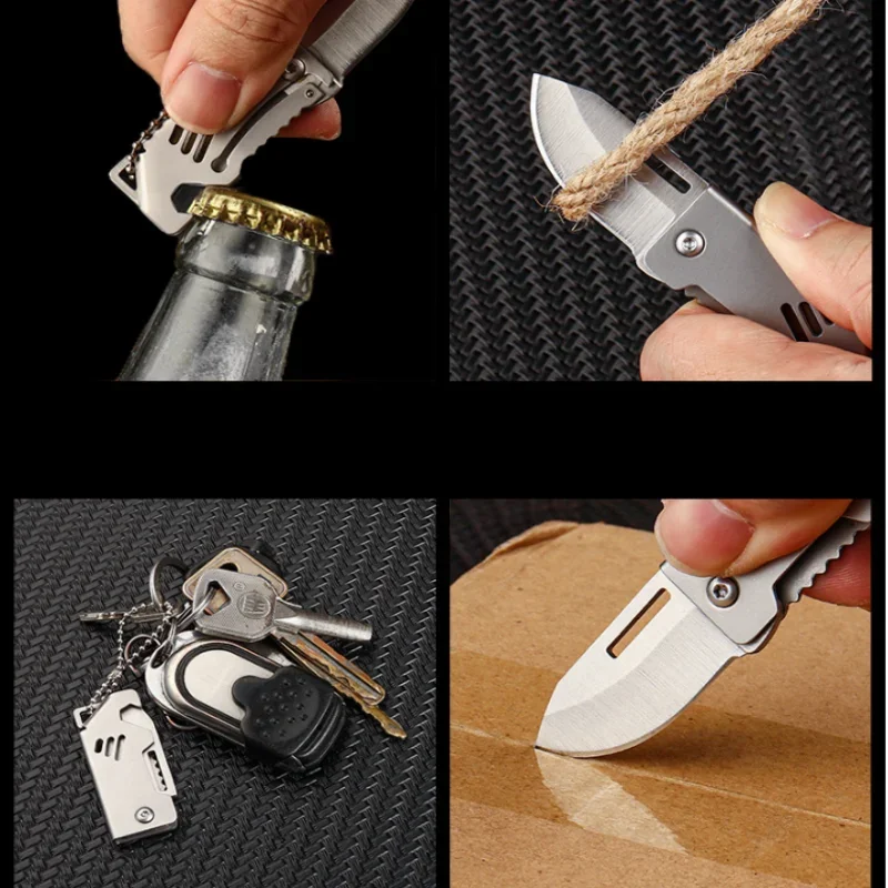 Ouvre-bouteille portable en acier, mini couteau pliant d'extérieur, outil de coupe tranchant, cintre, haute dureté, outil de survie au camping