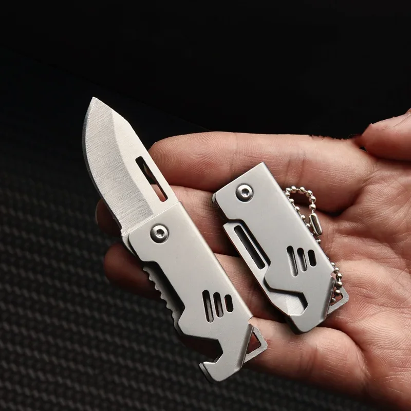 Ouvre-bouteille portable en acier, mini couteau pliant d'extérieur, outil de coupe tranchant, cintre, haute dureté, outil de survie au camping