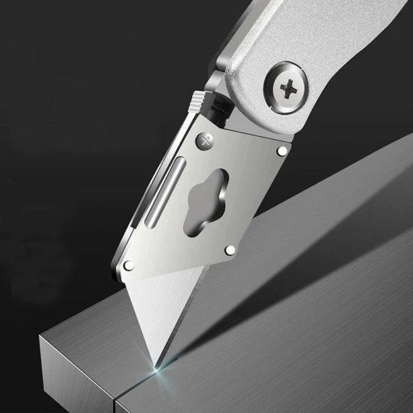 Couteau Pliant Rétractable pour Électricien, Coupe Tranchante, Robuste, Lame à Manche en Plastique Aluminium avec Serrure, Ensemble Portable – Image 6