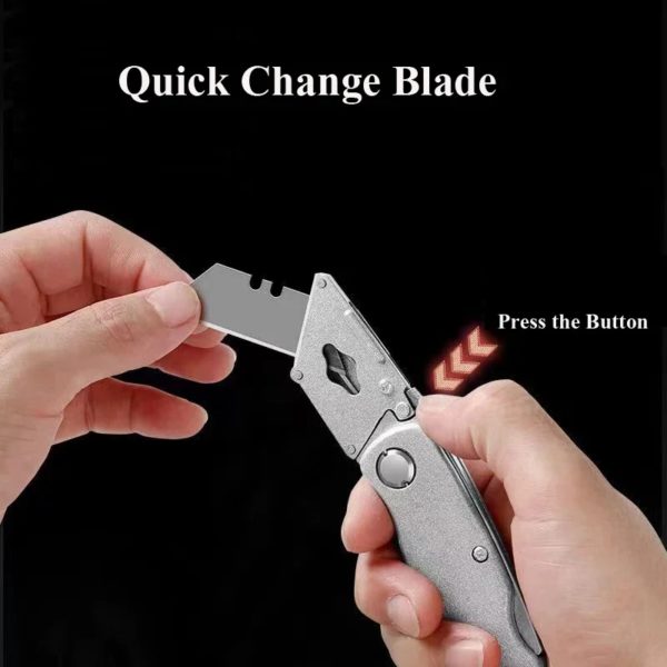Couteau Pliant Rétractable pour Électricien, Coupe Tranchante, Robuste, Lame à Manche en Plastique Aluminium avec Serrure, Ensemble Portable – Image 5