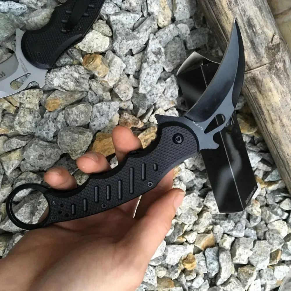 Couteau de poche pliable à lame unie en acier 440C, skip d'extérieur, DulClaw opaque, N690Co, noir G10 Foy, nouveau