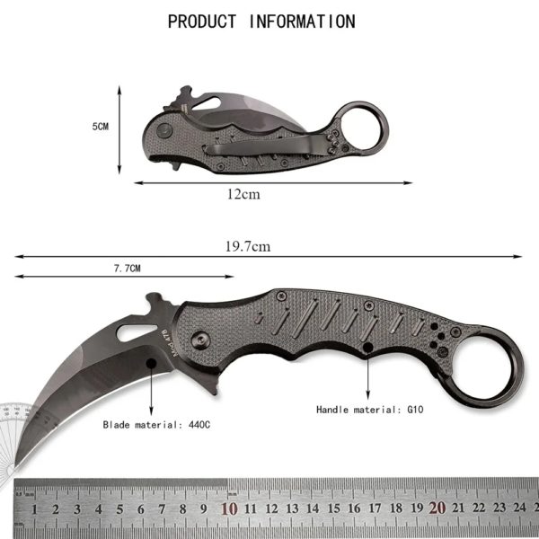 Couteau de poche pliable à lame unie en acier 440C, skip d'extérieur, DulClaw opaque, N690Co, noir G10 Foy, nouveau – Image 6