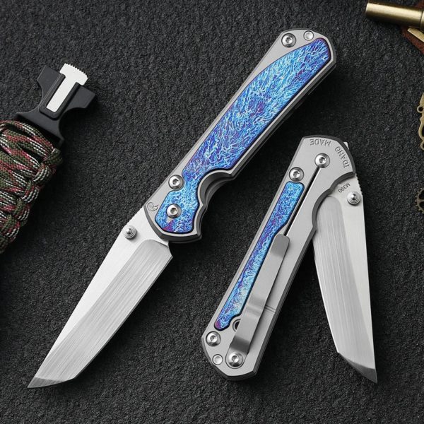 Couteau pliant en acier en poudre, manche en titane, 60 HRC, roulement en céramique, outils EDC, camping, chasse, extérieur, Autriche, M390 – Image 2