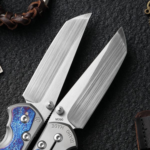 Couteau pliant en acier en poudre, manche en titane, 60 HRC, roulement en céramique, outils EDC, camping, chasse, extérieur, Autriche, M390 – Image 3