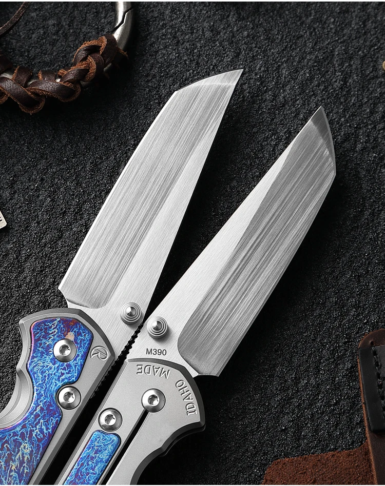Couteau pliant en acier en poudre, manche en titane, 60 HRC, roulement en céramique, outils EDC, camping, chasse, extérieur, Autriche, M390