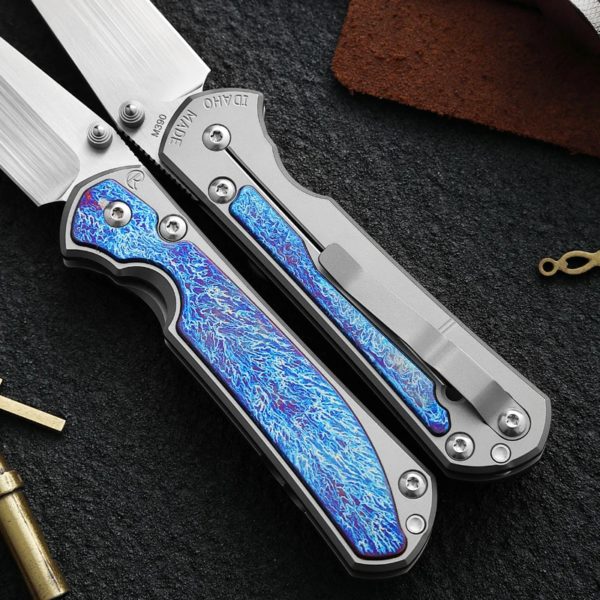 Couteau pliant en acier en poudre, manche en titane, 60 HRC, roulement en céramique, outils EDC, camping, chasse, extérieur, Autriche, M390 – Image 4