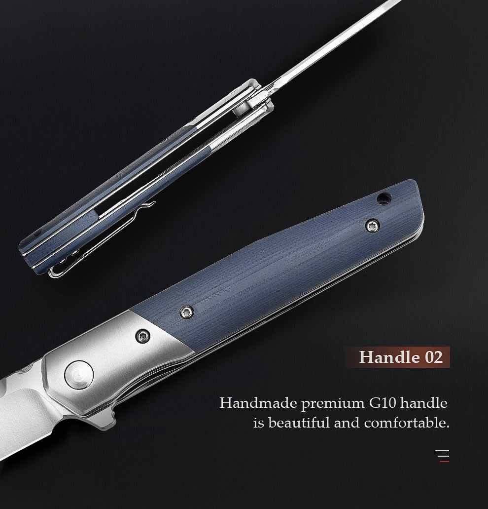 TRIVISA – couteau pliant EDC pour hommes, lame BOHLER K110 et manche G10 de 3.5 pouces, couteau à Flipper avec Clip pour la survie en Camping en plein air