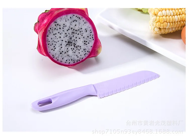Couteau à fruits en dents de scie en plastique, ustensile de cuisine sûr pour enfants chef pour jxlaitue tout-petit cuisine opaque pour enfants