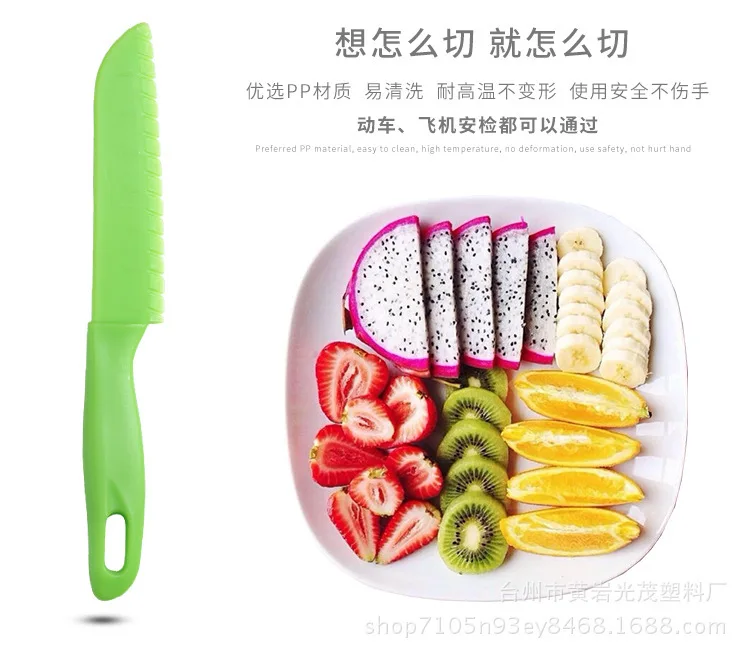 Couteau à fruits en dents de scie en plastique, ustensile de cuisine sûr pour enfants chef pour jxlaitue tout-petit cuisine opaque pour enfants