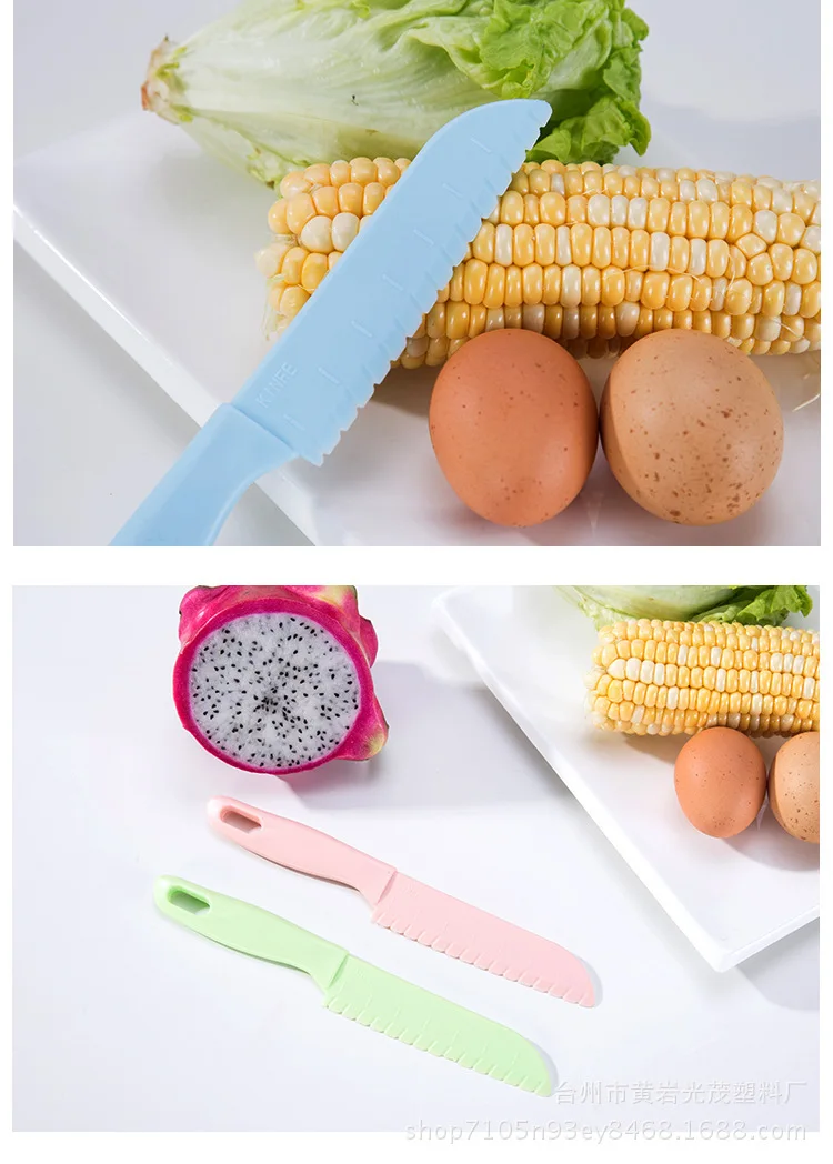 Couteau à fruits en dents de scie en plastique, ustensile de cuisine sûr pour enfants chef pour jxlaitue tout-petit cuisine opaque pour enfants
