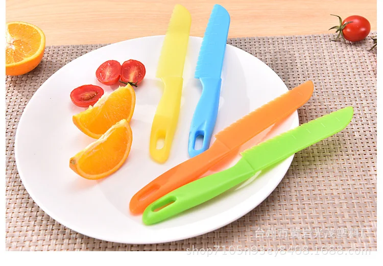 Couteau à fruits en dents de scie en plastique, ustensile de cuisine sûr pour enfants chef pour jxlaitue tout-petit cuisine opaque pour enfants