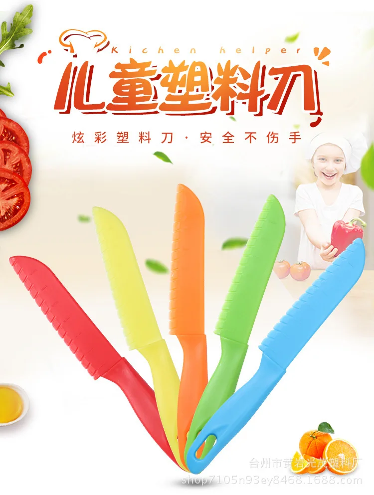 Couteau à fruits en dents de scie en plastique, ustensile de cuisine sûr pour enfants chef pour jxlaitue tout-petit cuisine opaque pour enfants