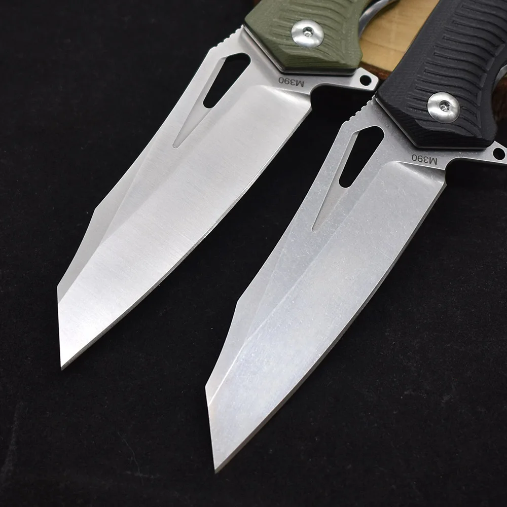 Couteau pliant à roulement d'aile de proximité de fil de lavage de pierre d'acier, manche G10, chasse de poche extérieure, outil de camping de survie d'autodéfense, M390