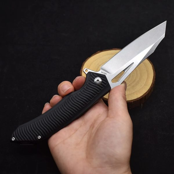 Couteau pliant à roulement d'aile de proximité de fil de lavage de pierre d'acier, manche G10, chasse de poche extérieure, outil de camping de survie d'autodéfense, M390 – Image 6