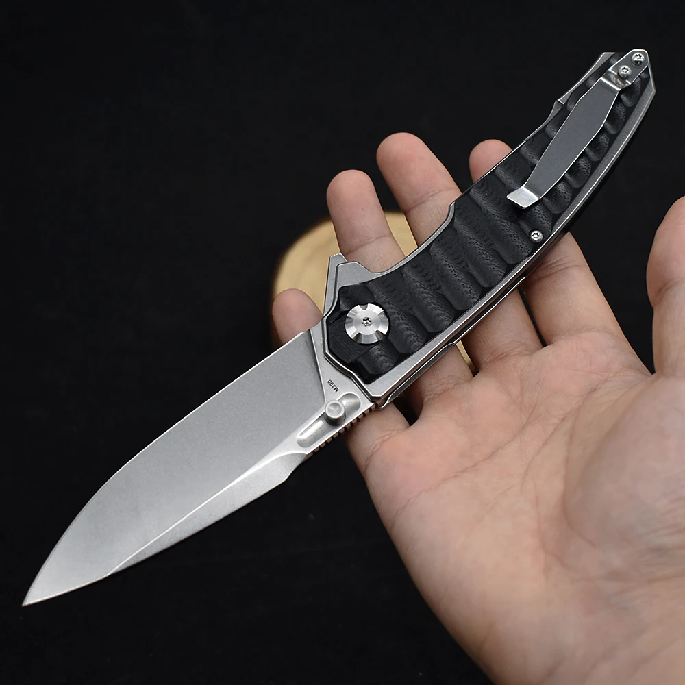 DulEDC-Couteau pliant en acier M390, manche G10, camping en plein air, survie, chasse, fruits, portable, haute dureté, outil, nouveau