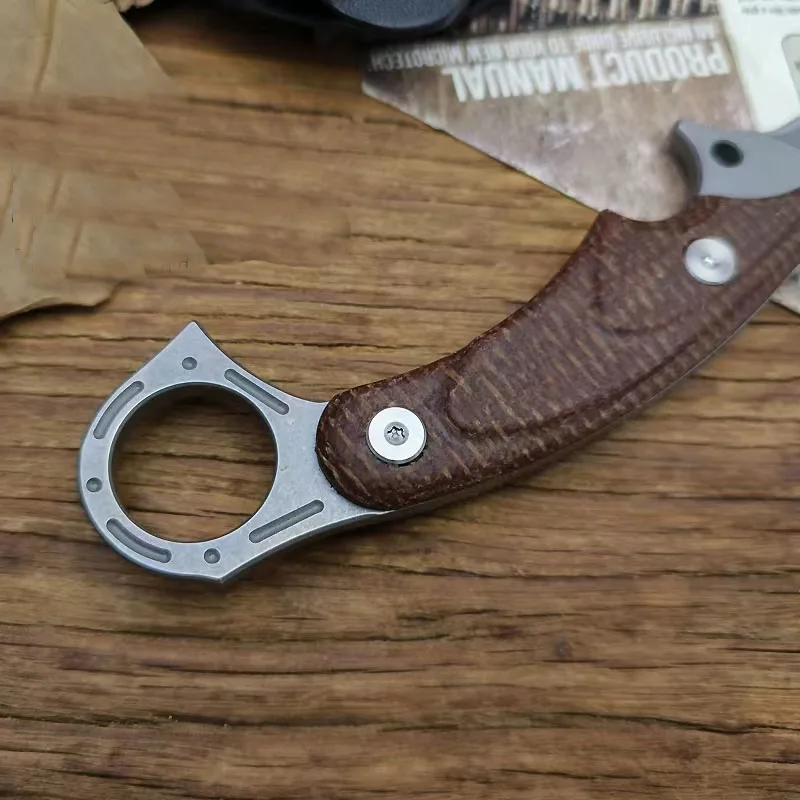Meunier Bros.BIsdes karambit DC53 lame, manche en lin, haute dureté, outils multi-mains tranchants opaque