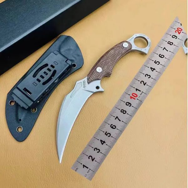 Meunier Bros.BIsdes karambit DC53 lame, manche en lin, haute dureté, outils multi-mains tranchants opaque – Image 6