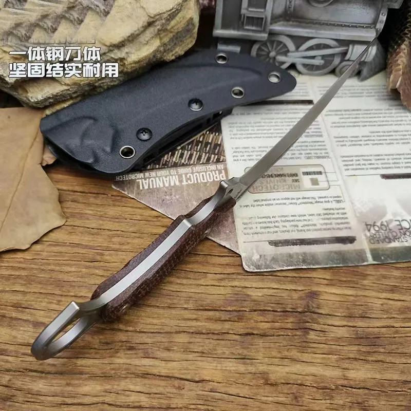 Meunier Bros.BIsdes karambit DC53 lame, manche en lin, haute dureté, outils multi-mains tranchants opaque