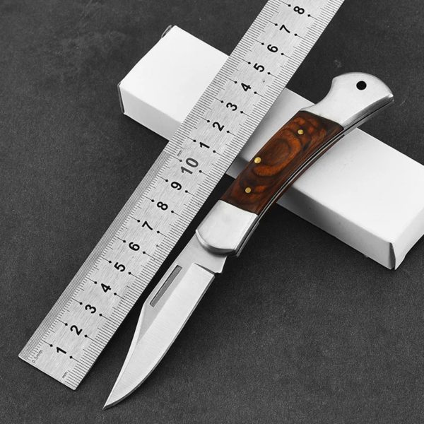 Couteau pliant de poche portable EDC, acier inoxydable 3CR, manche en bois confortable, camping en plein air, outils à main de survie, vente en gros – Image 2