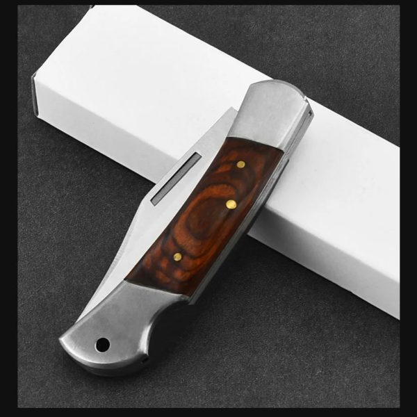 Couteau pliant de poche portable EDC, acier inoxydable 3CR, manche en bois confortable, camping en plein air, outils à main de survie, vente en gros – Image 4
