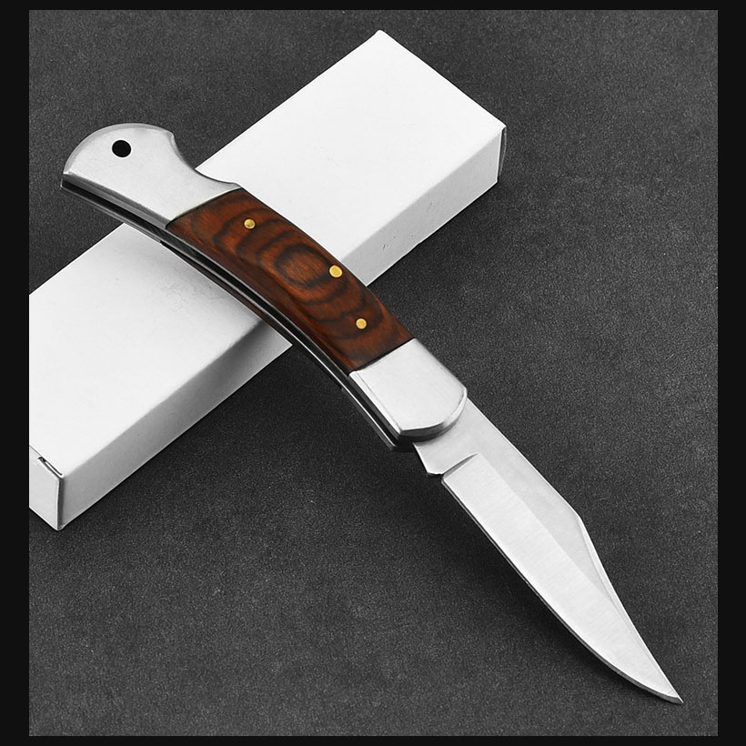 Couteau pliant de poche portable EDC, acier inoxydable 3CR, manche en bois confortable, camping en plein air, outils à main de survie, vente en gros