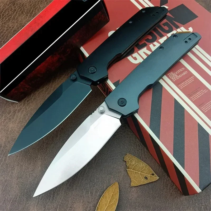 Couteau de poche pliable KS 2038 Iridium bleu en aluminium, lame en acier, utilitaire opaque, camping, survie, outil EDC