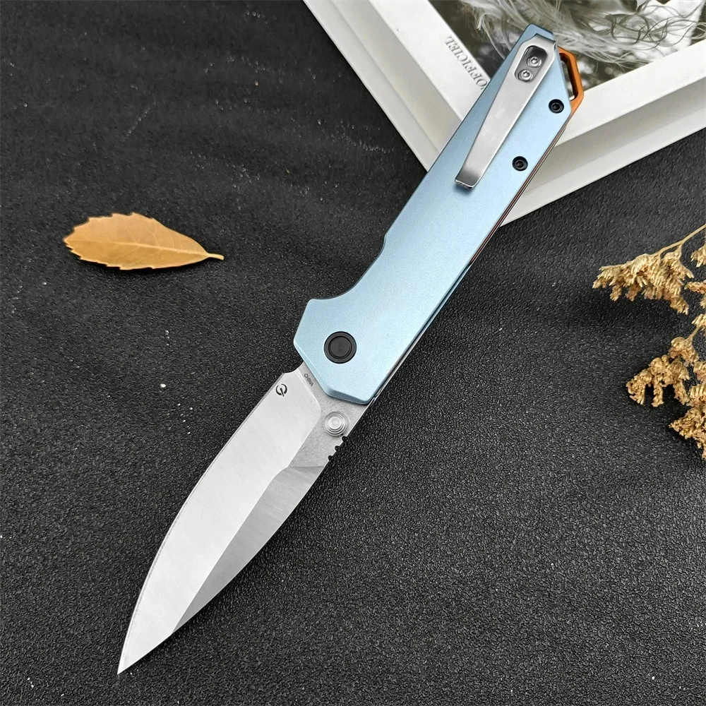Couteau de poche pliable KS 2038 Iridium bleu en aluminium, lame en acier, utilitaire opaque, camping, survie, outil EDC