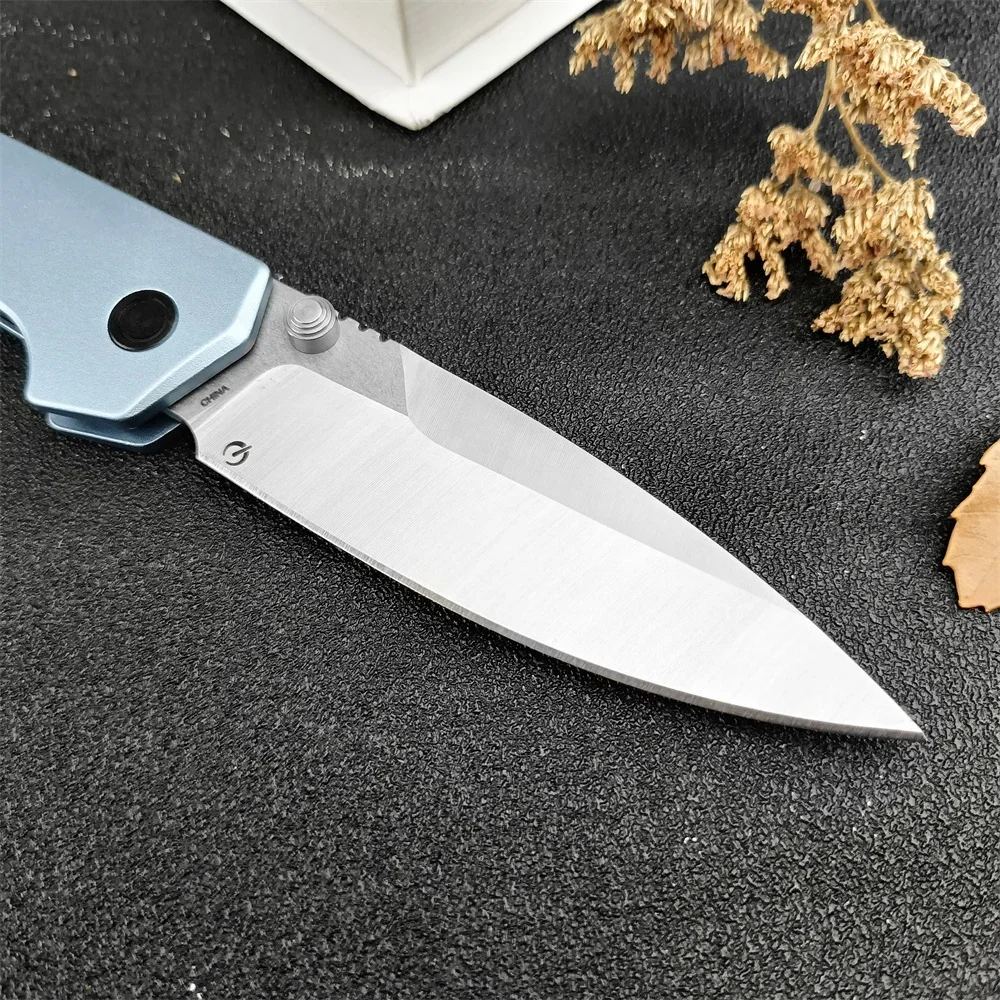 Couteau de poche pliable KS 2038 Iridium bleu en aluminium, lame en acier, utilitaire opaque, camping, survie, outil EDC