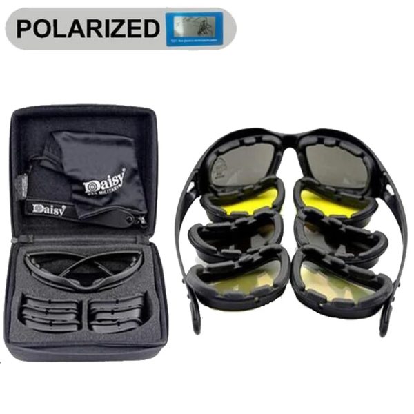 DulGlasses-Lunettes de soleil polarisées pour hommes, lunettes de tir de l'armée, lunettes de chasse, moto, randonnée, lunettes DulAirsoft, 4 lentilles, X7, C5