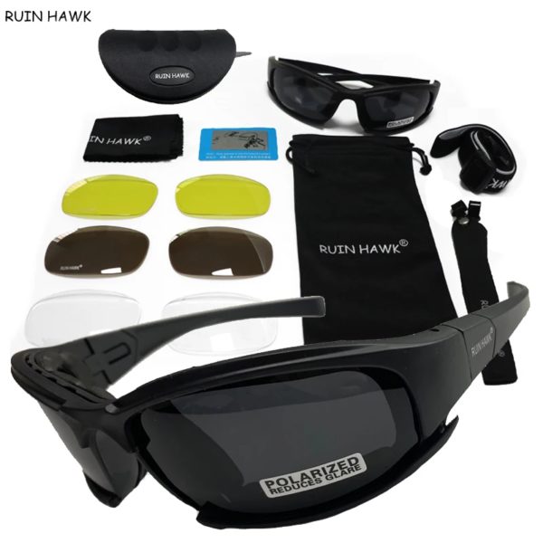 DulGlasses-Lunettes de soleil polarisées pour hommes, lunettes de tir de l'armée, lunettes de chasse, moto, randonnée, lunettes DulAirsoft, 4 lentilles, X7, C5 – Image 2