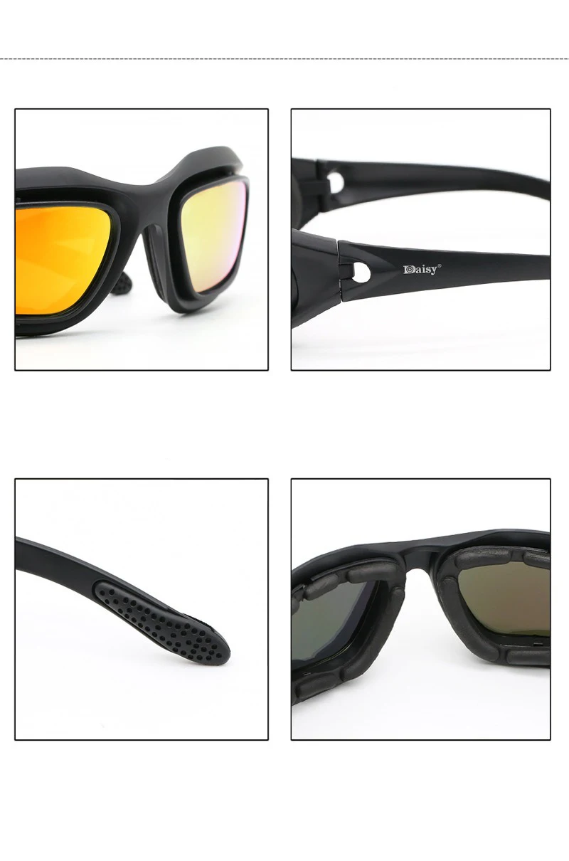 Dulpolarized AndrC5 DulPolarized-Lunettes de soleil militaires avec 4 lentilles pour hommes, lunettes de randonnée, lunettes de tir, boîte d'origine