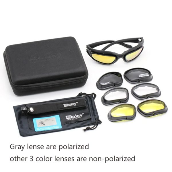 Dulpolarized AndrC5 DulPolarized-Lunettes de soleil militaires avec 4 lentilles pour hommes, lunettes de randonnée, lunettes de tir, boîte d'origine – Image 5