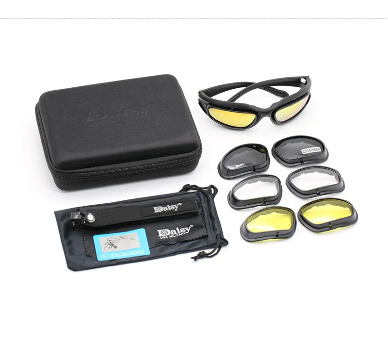 Dulpolarized AndrC5 DulPolarized-Lunettes de soleil militaires avec 4 lentilles pour hommes, lunettes de randonnée, lunettes de tir, boîte d'origine