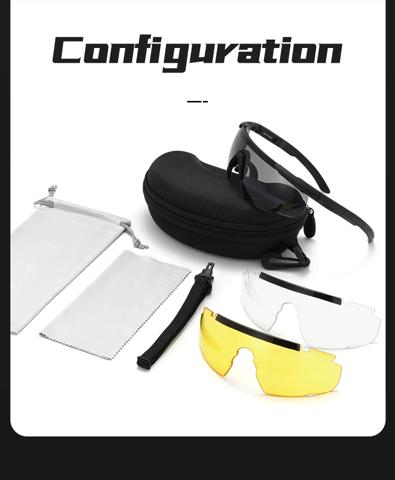 Lunettes DulGoggles coupe-vent et anti-poussière, lunettes de soleil pare-balles de tir militaire CS, lunettes d'alpinisme de moto, ensemble de 3 lentilles