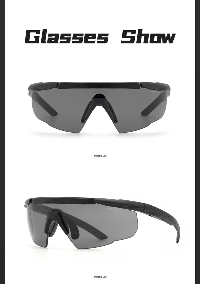 Lunettes DulGoggles coupe-vent et anti-poussière, lunettes de soleil pare-balles de tir militaire CS, lunettes d'alpinisme de moto, ensemble de 3 lentilles