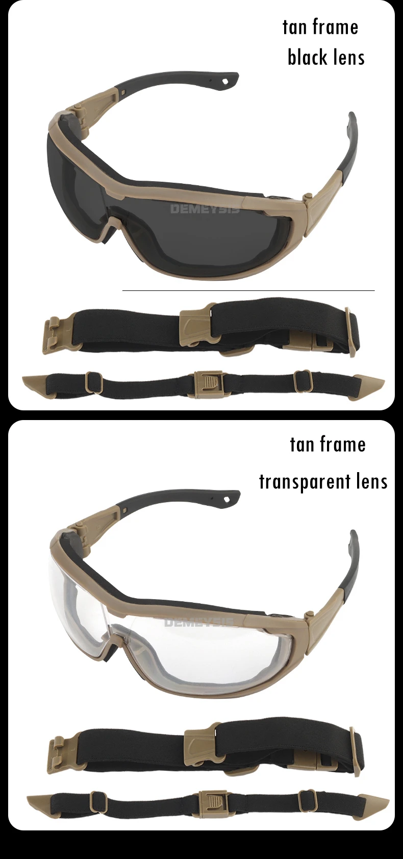Lunettes de soleil de protection UV pour l'extérieur, lunettes de tir, chasse, randonnée, sports d'équitation, Airsoft, CS, DulPaintball, lunettes de saut