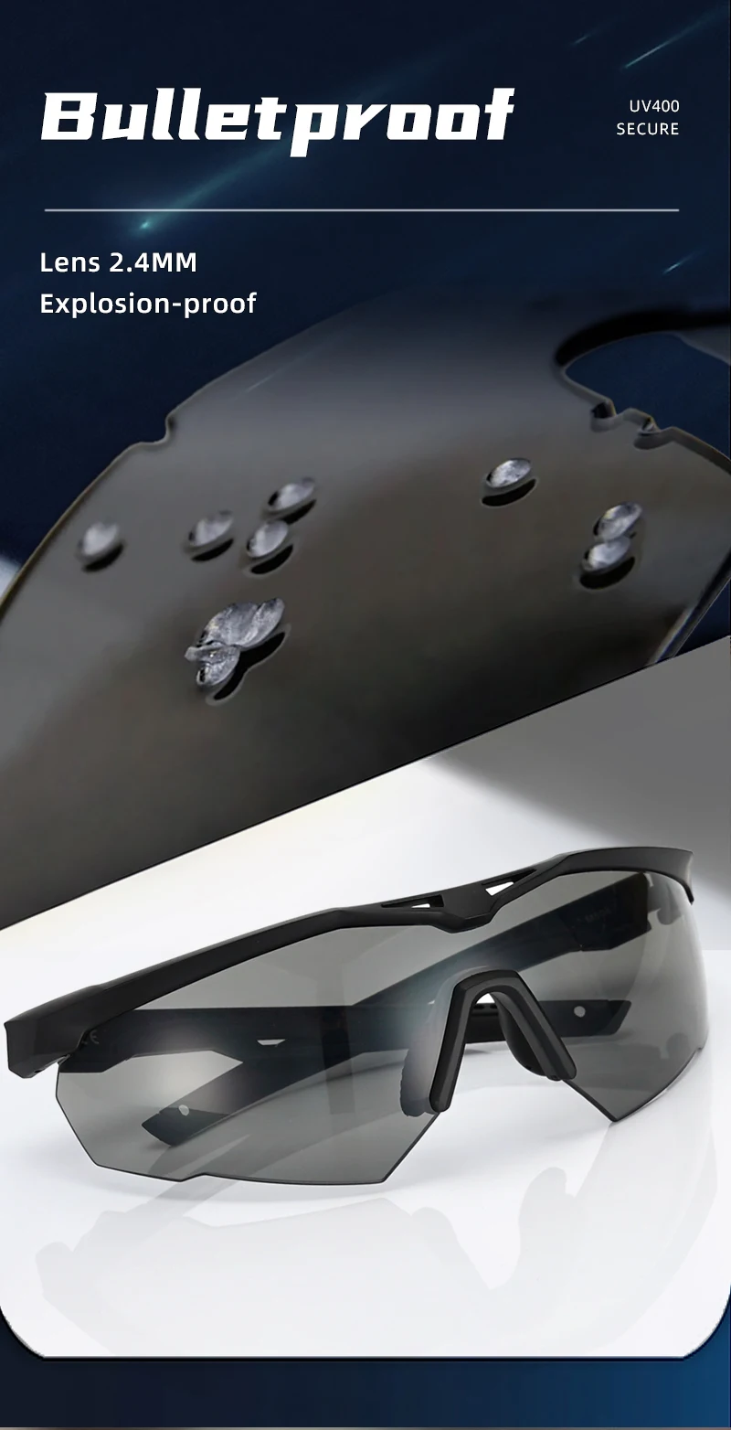 DulGoggles-Ensemble de lunettes de soleil pare-balles, lunettes d'alpinisme de moto, coupe-vent, anti-poussière, CS, tir militaire