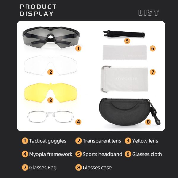 DulGoggles-Ensemble de lunettes de soleil pare-balles, lunettes d'alpinisme de moto, coupe-vent, anti-poussière, CS, tir militaire – Image 3