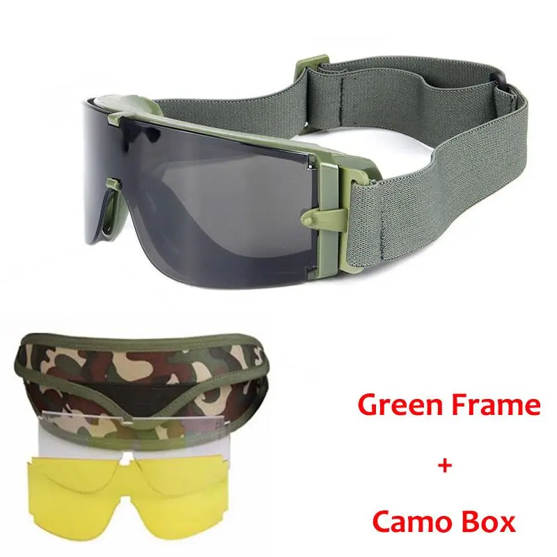 USMC-Lunettes de soleil X800 DulSunglasses pour hommes, chasse en plein air, lunettes de tir Airsoft Paintball, 3 lentilles