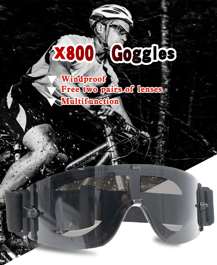 USMC-Lunettes de soleil X800 DulSunglasses pour hommes, chasse en plein air, lunettes de tir Airsoft Paintball, 3 lentilles