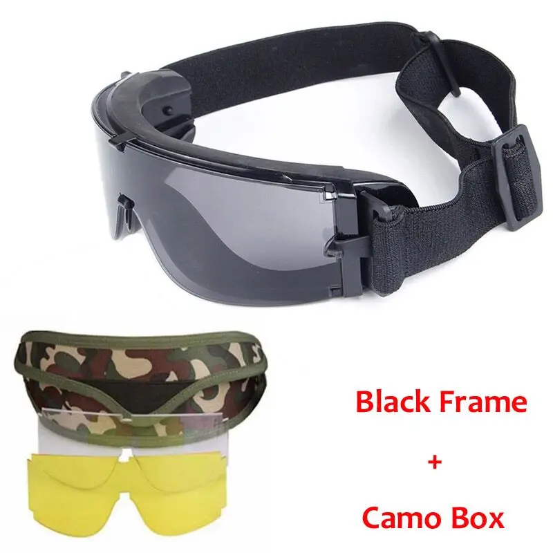 USMC-Lunettes de soleil X800 DulSunglasses pour hommes, chasse en plein air, lunettes de tir Airsoft Paintball, 3 lentilles