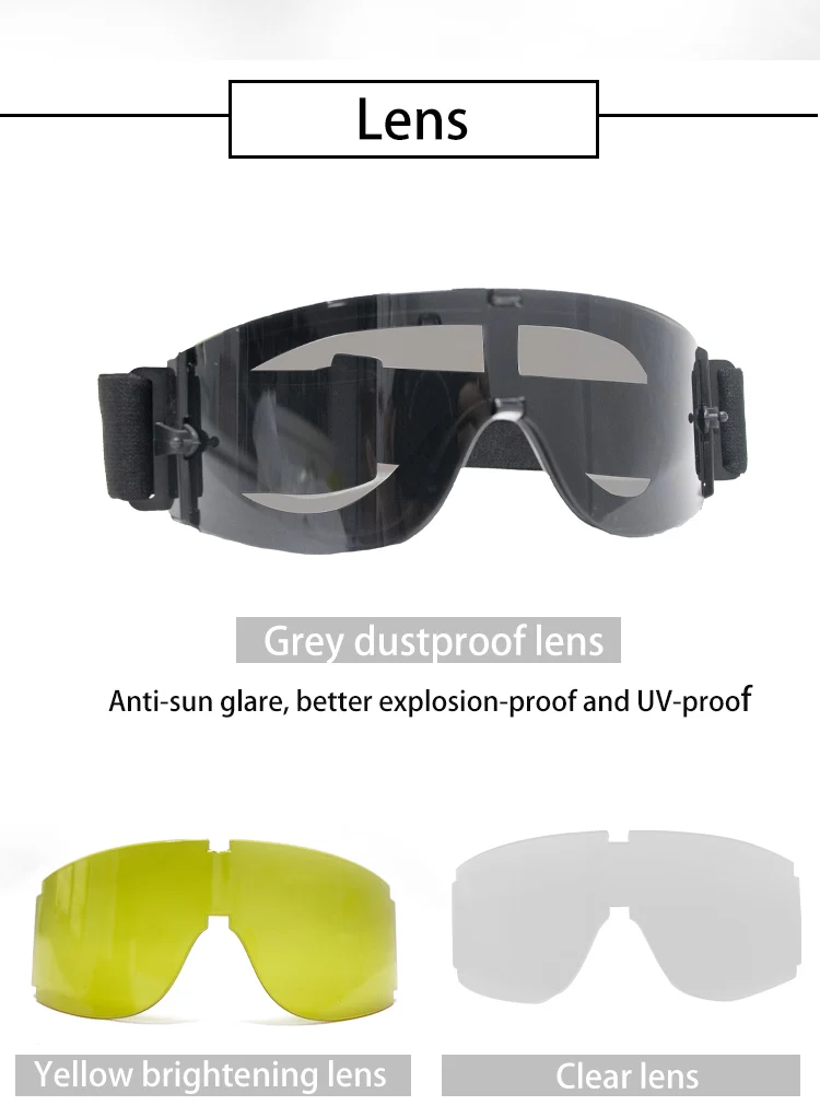 USMC-Lunettes de soleil X800 DulSunglasses pour hommes, chasse en plein air, lunettes de tir Airsoft Paintball, 3 lentilles
