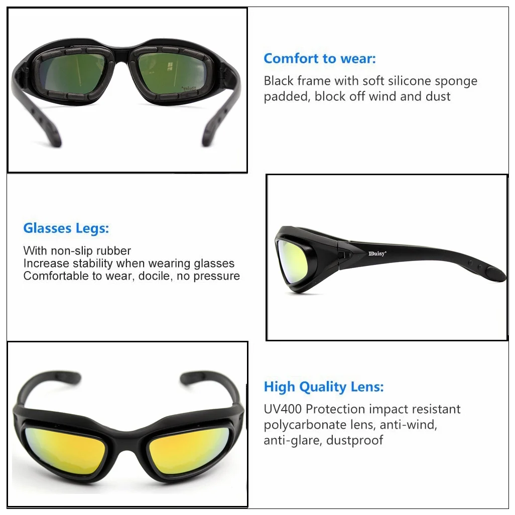 Lunettes de soleil AndrPolarized DulSunglasses pour hommes, lunettes de tir de chasse Airsoft, protection UV400, lunettes de randonnée dans le désert