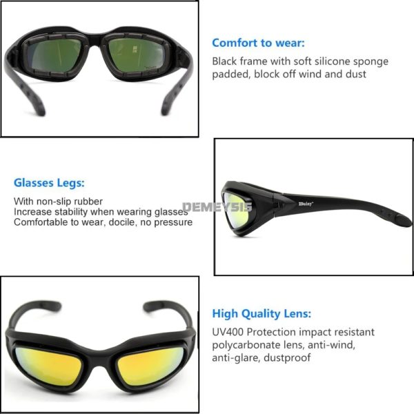 Lunettes de soleil AndrPolarized DulSunglasses pour hommes, lunettes de tir de chasse Airsoft, protection UV400, lunettes de randonnée dans le désert – Image 4