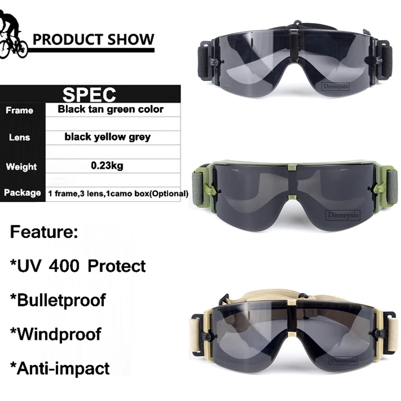 Lunettes de randonnée Airsoft DulGoggles, lunettes de paintball en plein air