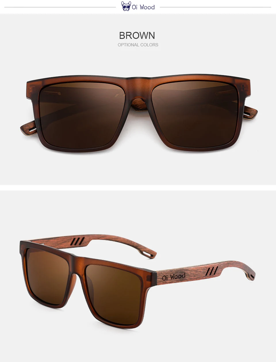 Oi Wood-Lunettes de soleil carrées polarisées UV400 pour hommes, lunettes de soleil de sport, miroir de conduite, haute qualité, mode, nouveau