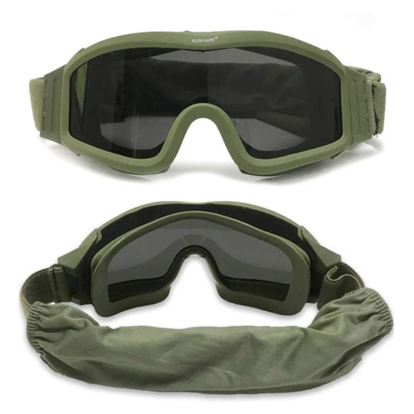 Lunettes de soleil tactiques, noir, beige, vert, 3 lentilles, pour tir militaire, Paintball, Airsoft, coupe-vent, Wargame, alpinisme – Image 5