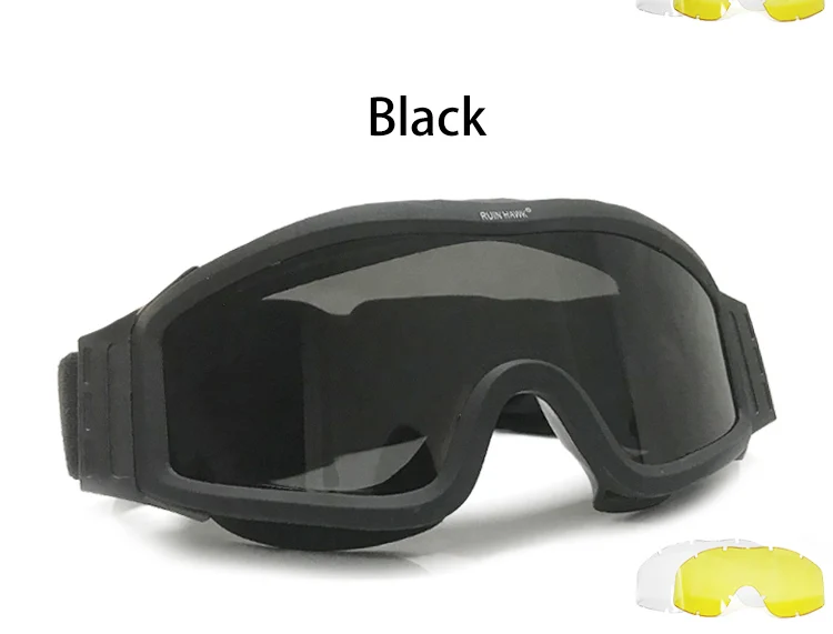 Lunettes de soleil tactiques, noir, beige, vert, 3 lentilles, pour tir militaire, Paintball, Airsoft, coupe-vent, Wargame, alpinisme