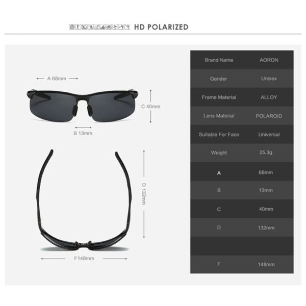 AORON – lunettes de soleil polarisées pour hommes, monture en aluminium et magnésium, lunettes de Sport rétro pour conducteur, lunettes de soleil UV400 Anti-éblouissement – Image 4